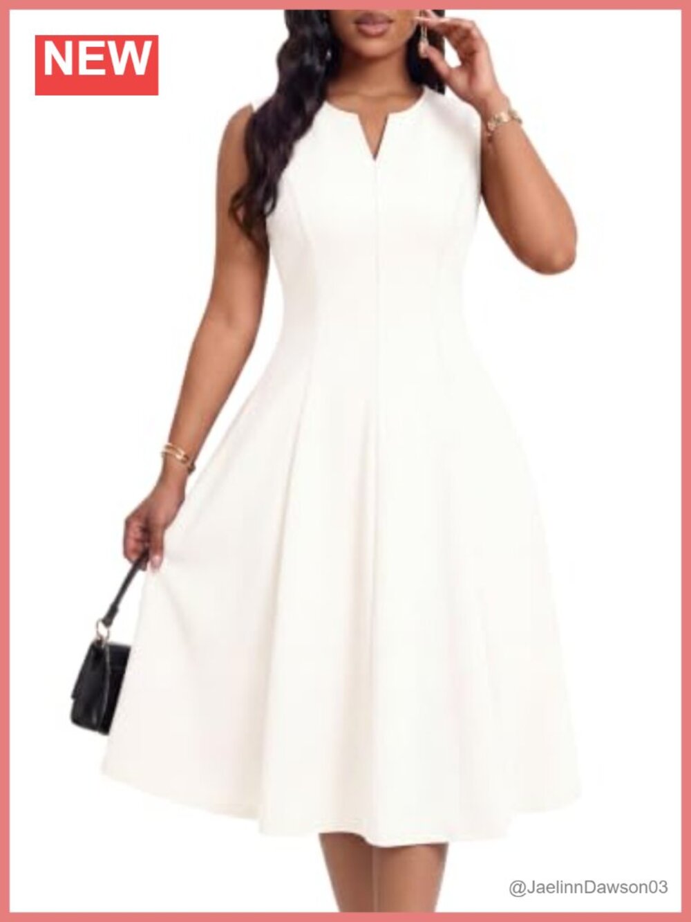 Sleeveless Fit and Flare Midi Dress with Pockets A-Line Sundress